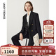 朗姿OL風(fēng)羊毛西裝女冬季新款職業(yè)正裝氣質(zhì)通勤西服外套女 夜幕黑色 L