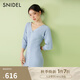SNIDEL2025春夏新品優(yōu)雅修身V領(lǐng)泡泡袖魚尾針織連衣裙SWNO251140 藍紫色 均碼