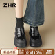 ZHR樂福鞋女英倫風(fēng)厚底粗跟單鞋女舒適圓頭百搭皮鞋女 J272 黑色 37 