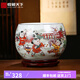 收藏天下景德鎮(zhèn)陶瓷器聚寶盆家居客廳玄關(guān)裝飾品辦公室桌面擺件喬遷送禮品 五福祥瑞+底座+證書 高度21cm-順豐包郵