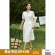 獨(dú)束大碼女裝法式V領(lǐng)復(fù)古波點(diǎn)連衣裙夏季新款微胖mm靈動百搭女裙 米白 XL (尺碼：3)