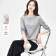韓都衣舍舒適百搭長(cháng)袖衛衣女2025春秋款通勤感顯瘦寬松休閑假兩件上衣T恤