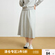 獨(dú)束大碼女裝斜肩衛(wèi)衣半裙兩件套春裝氣質(zhì)通勤套頭上衣高腰中長(zhǎng)裙 淺花灰（半裙） XL (尺碼：3)