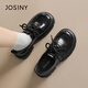 卓詩(shī)尼（Josiny）黑色通勤單鞋女2026新款系帶厚底英倫風(fēng)樂(lè )福子鞋粗跟小 黑色 【6cm粗跟顯高不累腳】 36 加購優(yōu)先發(fā)貨