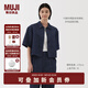 無(wú)印良品（MUJI）女式 漢麻混 牛仔短袖襯衫女士襯衣外套25年夏季丹寧回潮BC2N6A5S 藏青色 M (160/84A)