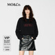 MO&Co.長(zhǎng)袖T恤棉質(zhì)復(fù)古印花寬松落肩上衣黑色白色灰色摩安珂 黑色 L 170