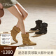 73Hours女鞋維港落日冬季新品方跟純色短筒西部靴顯瘦氣質(zhì)