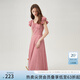 范思藍恩紅白格子約會(huì )連衣裙女2024夏季新款遮肉飛飛袖裙子12344 紅白格 M