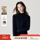 茵曼（INMAN）含桑蠶絲羊毛針織衫質(zhì)顯瘦半高領(lǐng)打底衫女春秋季純色休閑百搭毛 烏黑 S