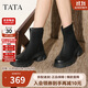 他她TATA喵爪靴2025秋冬百搭時(shí)裝靴女瘦瘦短靴新款彈力靴 黑色 38