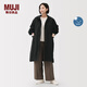 無印良品（MUJI）女式 不易沾水防紫外線風帽長大衣 防曬風衣女裝25年早秋外套 深藏青色 M （160/84A）