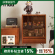 MUU實(shí)木書柜北歐復(fù)古展示儲物柜現(xiàn)代簡約日式客廳電視邊柜玻璃雜志柜 懸倉展示柜-帶燈款