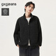 gxg.jeans男裝 含羊毛質感面料立領拉鏈開襟毛衣線衫外套25秋新品 黑灰 3XL