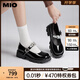 MIO[白鹿同款]米奧春季松糕底瑪麗珍女鞋厚底單鞋復(fù)古小皮鞋 黑色   偏瘦腳型建議選小一碼 38