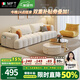 MELCHERS FURNI TURE意式奶油風(fēng)布藝沙發(fā)客廳大小戶(hù)型豆腐塊泡芙云朵科技布直排沙發(fā) 腳踏 60*80cm（單拍不發(fā)貨） 【零壓坐感】9防貓抓絨+USB充電