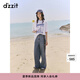 DZZIT地素短袖T恤2025夏季新款休閑水洗印花純棉寬松上衣女3J2B3401C 漂白色 S
