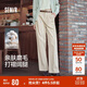森馬（Semir）休閑褲女純棉打褶闊腿褲腰帶秋復古磨毛長(cháng)褲顯腿長(cháng)101524127005A