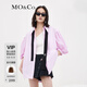MO&Co.夏泡泡袖法式上衣女短袖白色泡袖極簡(jiǎn)風(fēng)闊松襯衫 藕粉色 S 160