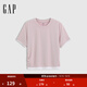 GAP【EasyChill系列】女裝2025春季新款假兩件寬松短袖T恤727397 淡紫色 S (160/80A) 亞洲尺碼