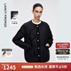 朗姿白鵝絨法式復古黑色小香風圓領羽絨服外套冬季新款上衣 黑色 L