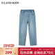 E·LAND KIDS衣戀秋季新品男女童時(shí)尚休閑刺繡直筒牛仔長(cháng)褲 L/Indigo淺靛藍色/56 140 cm