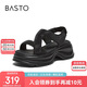 百思圖25夏商場(chǎng)同款涼鞋戶外厚底女涼鞋BP731BL5 黑色 36