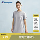 Champion冠軍連衣裙2025夏季新款簡約純色刺繡純棉短袖t恤裙女士 灰色 M