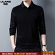 利郎男裝秋冬季男士長(cháng)袖襯衫領(lǐng)假兩件t恤加絨加厚打底衫休閑上衣T 8182黑色 常規 2XL 180(建議150-165斤)