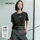 MO&Co.【涼感】夏海豚印花寬松圓領(lǐng)短袖棉質(zhì)T恤摩安珂 炭黑色 M 165