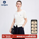 Navigare意大利小帆船女彈力短袖針織開衫純色圓領(lǐng)外套2324595501 白 L 