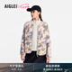 AIGLE艾高戶外休閑時(shí)尚印花全拉鏈抓絨衣外套女士 灰紫色 AZ793 36