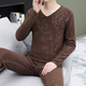 德絨保暖套裝男士?jì)纫?024新款無(wú)痕V領(lǐng)緊身冬季中年發(fā)熱秋衣秋褲 駝色 3XL 3XL(150-170斤)