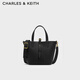CHARLES&KEITH25秋新品簡(jiǎn)約通勤手提水桶包菜籃子包生日禮物CK2-10151518 Black黑色 S