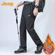 JEEP吉普休閑褲男士冬季加絨加厚保暖直筒登山褲沖鋒男褲 灰色加絨2XL