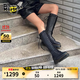 馬丁博士（Dr.Martens）1B60 Bex法式秋季軟皮小厚底長(cháng)筒騎士靴 黑色穿孔1個(gè)或2個(gè)隨機 38