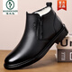 啄木鳥(niǎo)頭層牛皮毛一體高幫棉鞋男鞋防滑耐磨中老年加厚純羊毛皮鞋軟底 3303黑色羊毛款 42