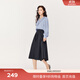 伊芙麗（eifini）蔣欣代言藏青半身裙女秋裝新款百搭蓬蓬裙百褶裙 藏青 S 155/60A