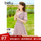 betu百圖女裝連衣裙泡泡袖桔梗裙裙子女短袖連衣裙女2205T57 紅色 L