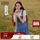 Teenie Weenie小熊女裝復(fù)古連衣裙夏季新款丹寧牛仔背帶裙子短裙潮 淺藍(lán)色 L