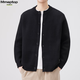 MMOPTOP復古棒球領(lǐng)開(kāi)衫毛衣男秋冬季純色寬松休閑慵懶感外套MMY02黑色XL