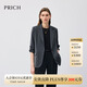 PRICH時(shí)尚職場(chǎng)智性抽皺七分袖西裝2025秋新款簡(jiǎn)約氣質(zhì)通勤外套女 15灰色 L 170