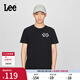 Lee25新品標準版圓領(lǐng)字母印花Logo日常男士短袖T恤日常休閑潮流 黑色 L