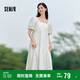 森馬連衣裙女溫柔系木耳邊方領(lǐng)夏季泡泡袖娃娃裙甜美107424114030
