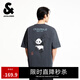 杰克·瓊斯（JACK&JONES）男裝25年棉質(zhì)涼感短袖T恤男士夏季潮流寬松卡通熊貓印花半袖t恤 E44黑砂色 寬松版，卡碼拍小 L 180