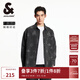 杰克·瓊斯（JACK&JONES）25年男裝牛仔襯衫春季潮流寬松男士襯衫式薄外套微彈滿(mǎn)印高端襯衣 A17中灰牛仔 常規 M