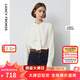 朗姿【朗姿Basic衣櫥】設計感荷葉邊上衣女通勤秋季新款長(cháng)袖法式襯衫 米白色2 M