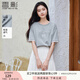 香影灰色t恤女短袖2025夏季新款花邊拼接純棉減齡蝴蝶結(jié)上衣小衫 淺灰 S 155/80A/85-95斤