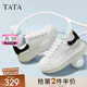 他她（TATA）小白鞋2025秋季新款奶油泡泡厚底女鞋增高松糕鞋板鞋 白/黑 38