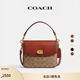 蔻馳（COACH）經典標志CASSIE19號單肩斜挎包翻蓋早秋女包 棕黃色銹色(舊版）