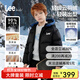 Lee兒童面包羽絨服短款新品男女款輕薄連帽保暖羽絨秋冬外套童裝 黑色 165 cm